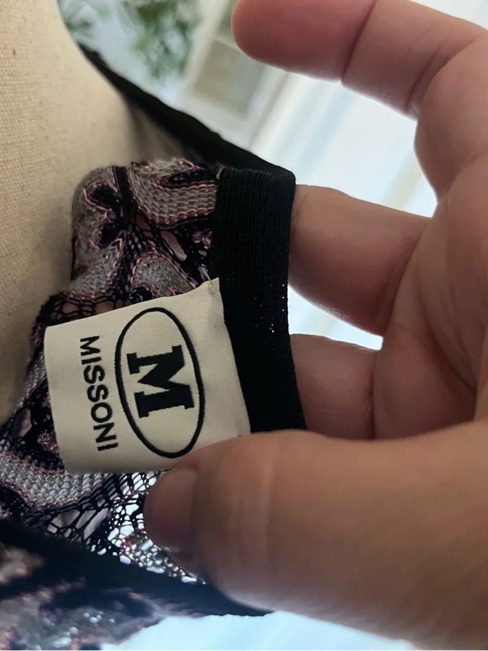 Missoni Classic Crocket Knit Midi Length Sheath Dress in Purple, Black, and Teal - Picture 9 of 11